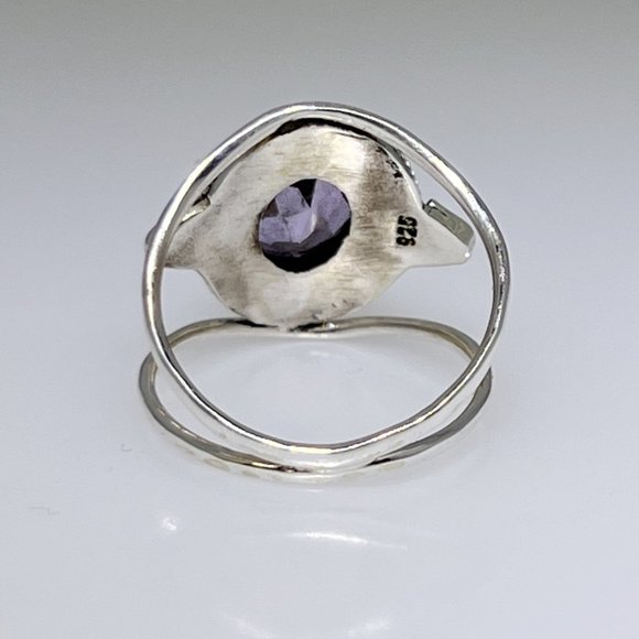 Sterling Silver ring set with natural faceted Amethyst gemstone, size: 6.25 NWOT - Picture 3 of 5